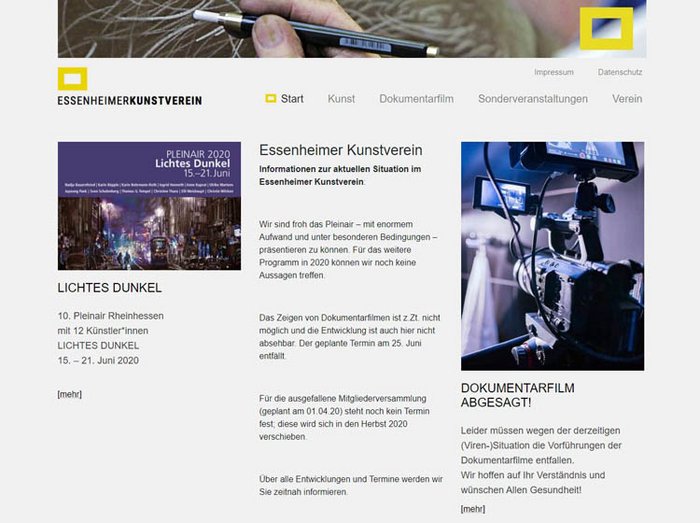 Webdesign Kunstverein, Webseiten Kunstverein