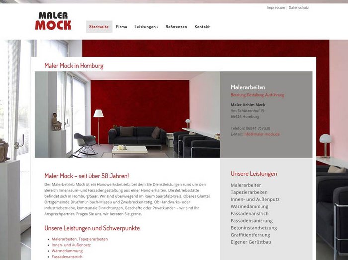Webdesign Maler, Webseiten Baugewerbe